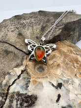Load image into Gallery viewer, silver butterfly ammolite pendant
