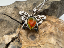 Load image into Gallery viewer, silver butterfly ammolite pendant