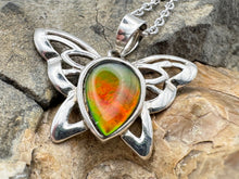 Load image into Gallery viewer, silver butterfly ammolite pendant