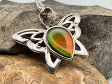Load image into Gallery viewer, silver butterfly ammolite pendant