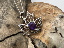 Load image into Gallery viewer, Canadian leaf silver ammolite pendant