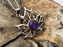 Load image into Gallery viewer, Canadian leaf silver ammolite pendant
