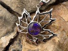 Load image into Gallery viewer, Canadian leaf silver ammolite pendant