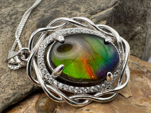 Load image into Gallery viewer, ammolite silver pendant