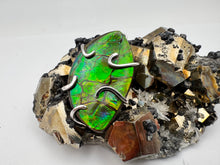 Load image into Gallery viewer, Freeform silver ammolite pendant