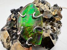 Load image into Gallery viewer, Freeform silver ammolite pendant