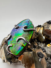 Load image into Gallery viewer, Freeform silver ammolite pendant