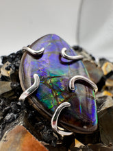 Load image into Gallery viewer, Freeform silver ammolite pendant