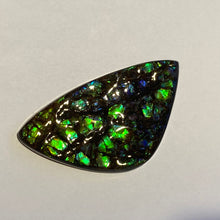 Load image into Gallery viewer, Green /blue/aqua specks of gold dragon skin ammolite