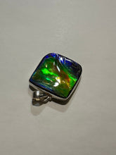 Load image into Gallery viewer, Beautiful ammolite necklace set in silver, with vibrant blues and oranges