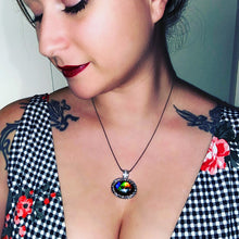 Load image into Gallery viewer, Ammolite Pendant Beautiful filigree style, extremely bright flawless gemstone with perfect colour!