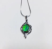 Load image into Gallery viewer, Ammolite pendant sterling silver setting
