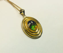 Load image into Gallery viewer, Rainbow Ammolite pendant in gold plated sterling silver setting