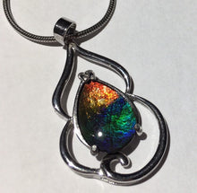 Load image into Gallery viewer, Ammolite pendant in Sterling Silver with vibrant rainbow colours
