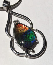 Load image into Gallery viewer, Ammolite pendant in Sterling Silver with vibrant rainbow colours