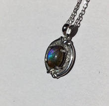 Load image into Gallery viewer, Ammolite pendant in Sterling Silver with Cubic Zirconia