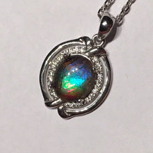 Load image into Gallery viewer, Ammolite pendant in Sterling Silver with Cubic Zirconia