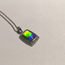 Load image into Gallery viewer, Ammolite pendant Sterling Silver Cubic Zirconia o27 facetted