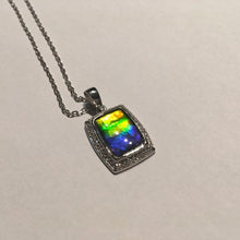 Load image into Gallery viewer, Ammolite pendant Sterling Silver Cubic Zirconia o27 facetted