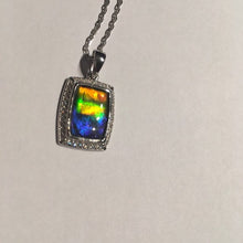 Load image into Gallery viewer, Ammolite pendant Sterling Silver Cubic Zirconia o27 facetted