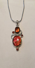 Load image into Gallery viewer, Ammolite pendant Sterling Silver with garnet o78 no chain