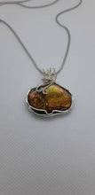 Load image into Gallery viewer, Ammolite pendant Sterling Silver wire wrap 095