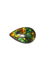 Load image into Gallery viewer, gold green yellow orange ammolite gemstone tear drop shape 18x11mm will be a great for a pendant or ring