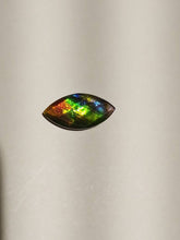 Load image into Gallery viewer, Multi-Colour Faceted Ammolite stone rainbow calibrated 20x10mm perfect for a ring or pendant