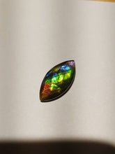 Load image into Gallery viewer, Multi-Colour Faceted Ammolite stone rainbow calibrated 20x10mm perfect for a ring or pendant