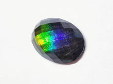 Load image into Gallery viewer, Ammolite faceted 21x15mm calibrated triplet cabochon will make a great ring or pendant