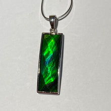 Load image into Gallery viewer, Ammolite pendant faceted Deep blue, cyan, green in Sterling Silver