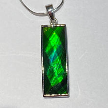 Load image into Gallery viewer, Ammolite pendant faceted Deep blue, cyan, green in Sterling Silver