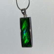 Load image into Gallery viewer, Ammolite pendant faceted Deep blue, cyan, green in Sterling Silver