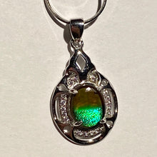 Load image into Gallery viewer, Ammolite pendant Sterling Silver Cubic Zirconia