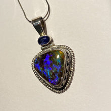 Load image into Gallery viewer, Ammolite pendant in Sterling Silver vibrant blue flash