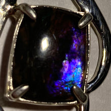 Load image into Gallery viewer, Ammolite pendant Vibrant pink cyan and green stripes set in Sterling Silver