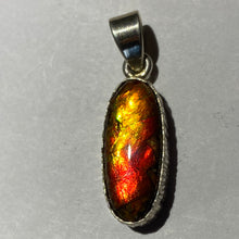 Load image into Gallery viewer, Ammolite pendant bright red gemstone Sterling Silver no chain AA