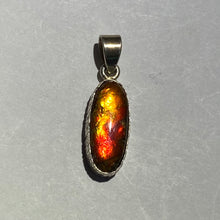 Load image into Gallery viewer, Ammolite pendant bright red gemstone Sterling Silver no chain AA