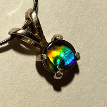Load image into Gallery viewer, Ammolite pendant set in  Sterling Silver with vibrant rainbow flash
