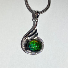Load image into Gallery viewer, Ammolite pendant in Sterling Silver with Cubic Zirconia, bright beautiful pattern