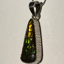 Load image into Gallery viewer, Ammolite pendant with golden and green dragon scales Sterling Silver