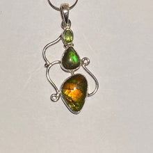Load image into Gallery viewer, Ammolite pendant Sterling Silver with peridot