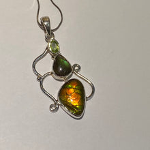 Load image into Gallery viewer, Ammolite pendant Sterling Silver with peridot