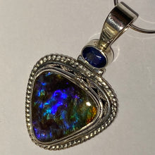 Load image into Gallery viewer, Ammolite pendant in Sterling Silver vibrant blue flash