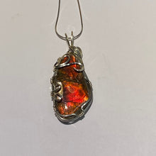 Load image into Gallery viewer, Ammolite pendant Sterling Silver Wire Wrap