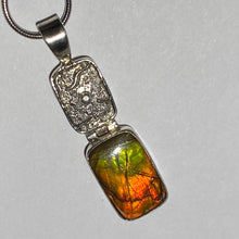 Load image into Gallery viewer, Ammolite pendant in Sterling Silver with bright orange, green and red