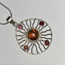 Load image into Gallery viewer, Ammolite pendant Sterling Silver with Garnet (chain not included)