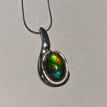 Load image into Gallery viewer, Ammolite pendant with beautiful orange, gold, green, blue and indigo set in Sterling Silver