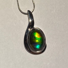 Load image into Gallery viewer, Ammolite pendant with beautiful orange, gold, green, blue and indigo set in Sterling Silver