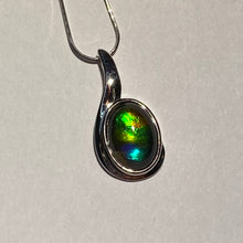 Load image into Gallery viewer, Ammolite pendant with beautiful orange, gold, green, blue and indigo set in Sterling Silver